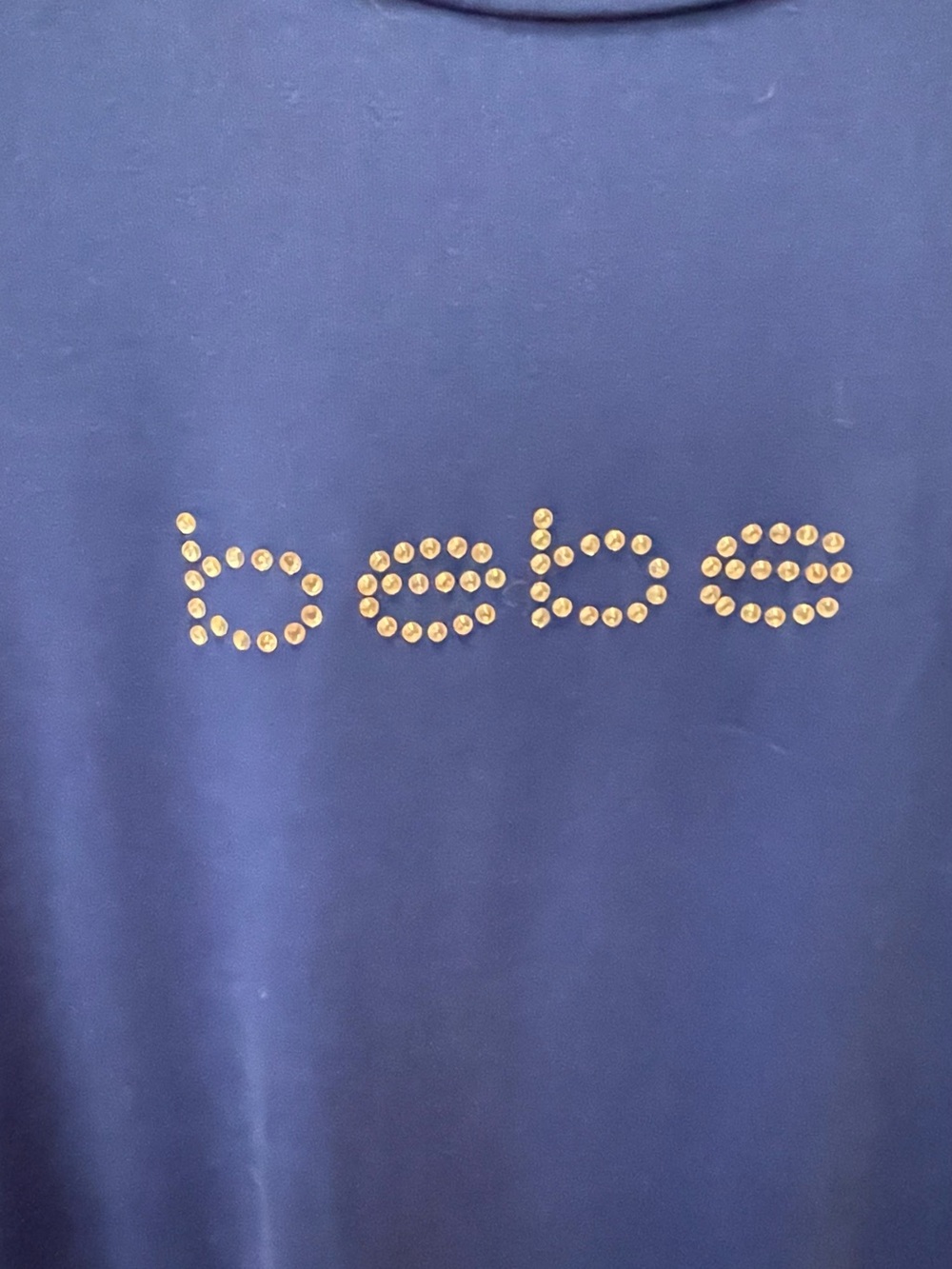 bebe Royal Blue Rhinestone Logo Sporty Mesh-Sleeve Dress - Picture 2 of 5
